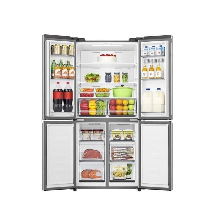 Frigorífico estilo americano HISENSE - RQ5P470SEIE - 4 puertas - Clase energética E - 84,2 x 74,4 x 188,5 cm - Acero inoxidable