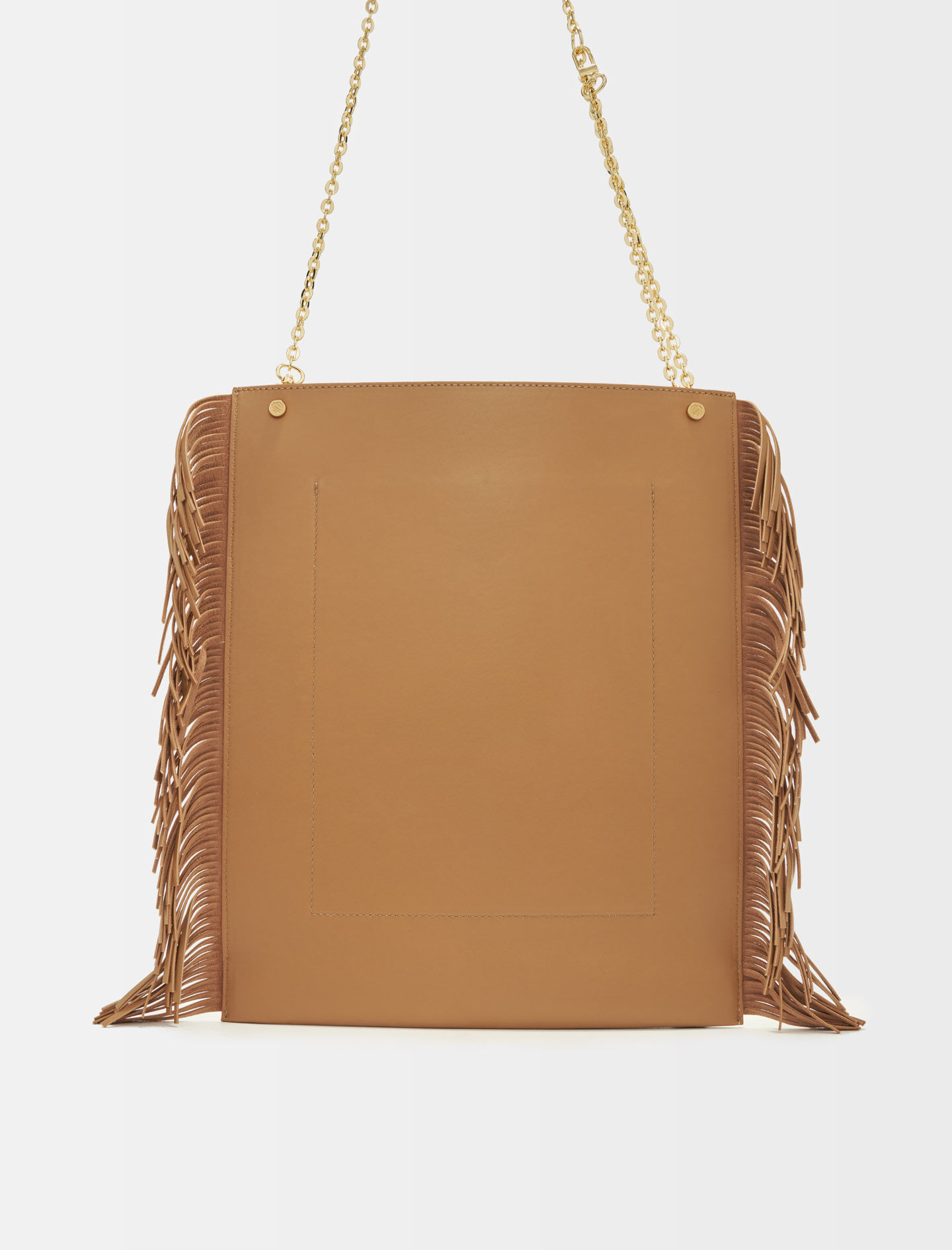 Geantă de mână din piele cu franjuri Clover-Camel