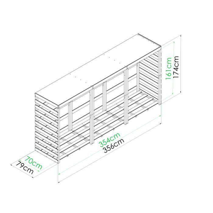 Leñera de madera XXL 356X82X174CM