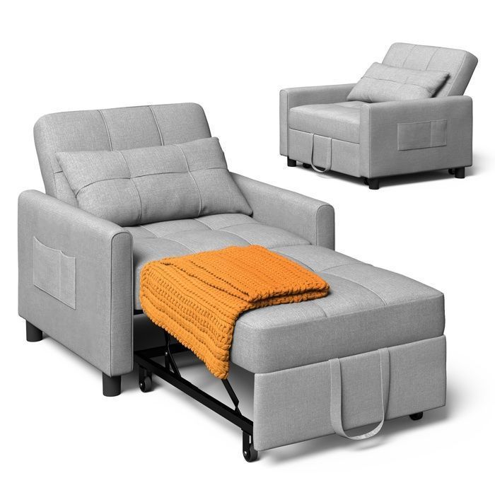 Verwandlungssessel – Bealife – Schlafsessel – 1-Sitzer-Sofa – Chaiselongue – Kissen – Verstellbar – Stauraum – Rollen – Klappbar