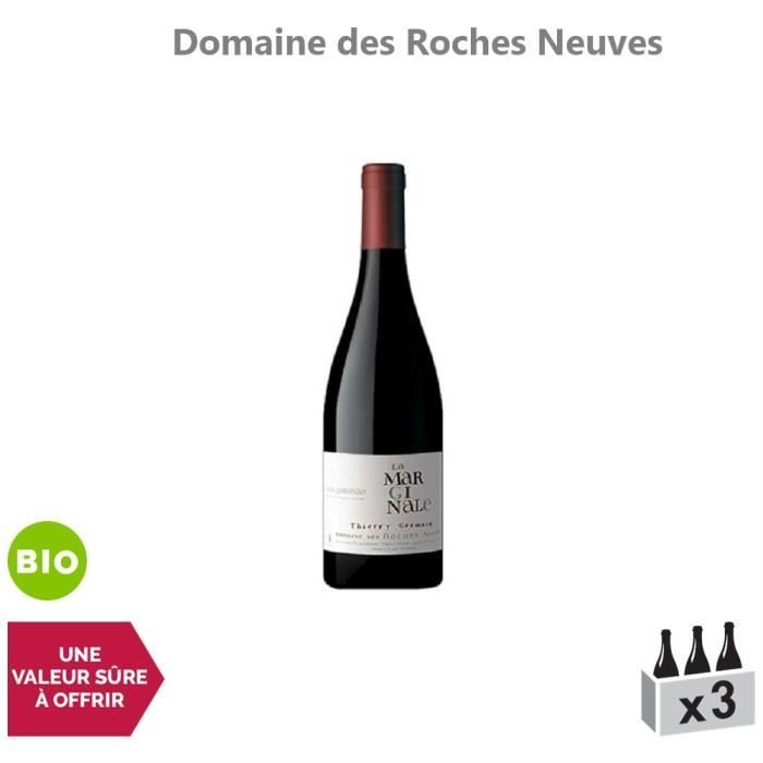 Saumur-Champigny La Marginale Rouge 2017 - Bio - Lot de 3x75cl - Domaine des Roches Neuves - Vin AOC Rouge du Val de Loire - Cépage