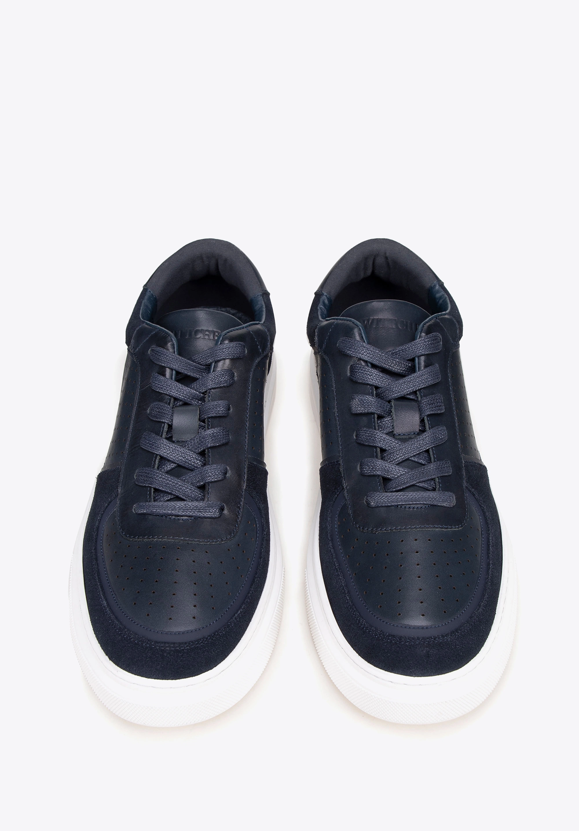 Męskie sneakersy ze skóry granatowe