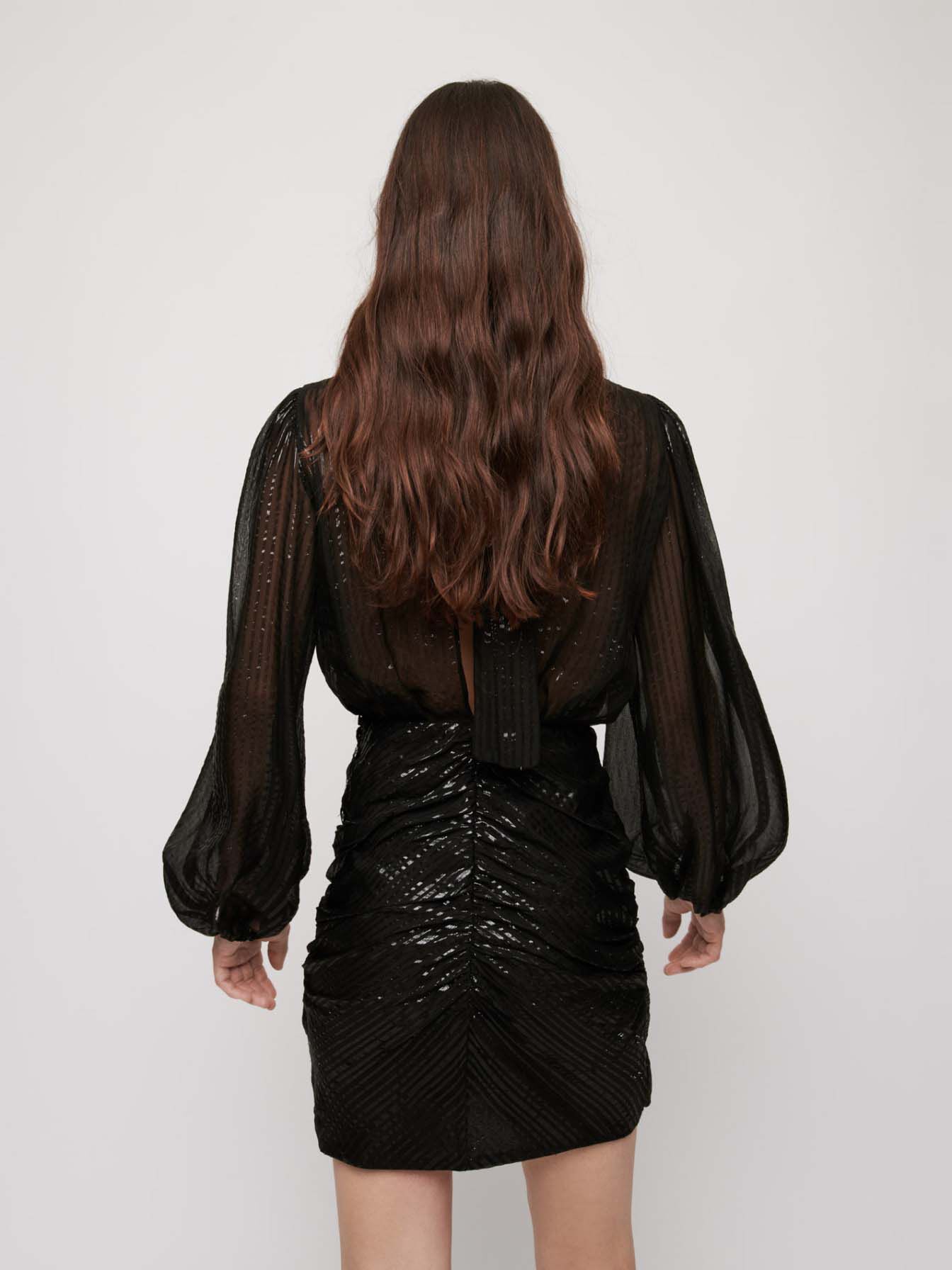 Draped Lurex Dress-Noir/Argent