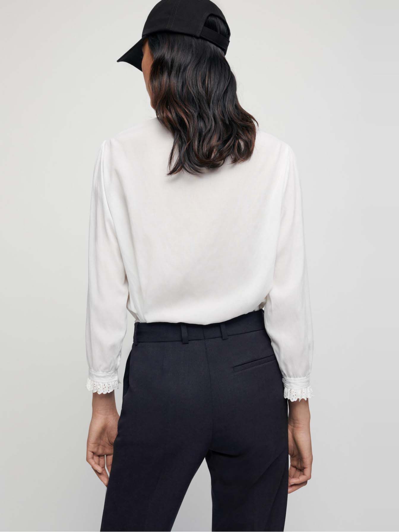 Chiffon blouse met Peter Pan-kraag - Wit