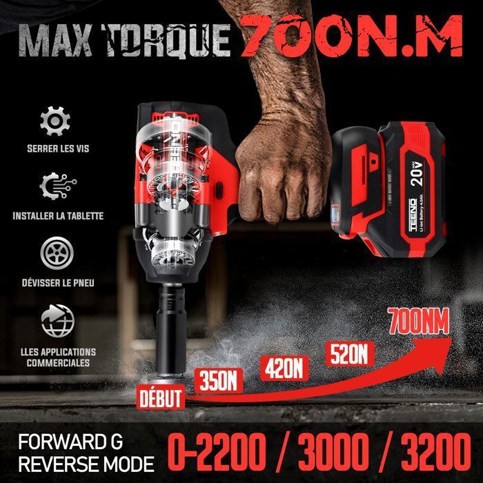 Avvitatore a impulsi senza fili brushless da 700 N.m, 1/2