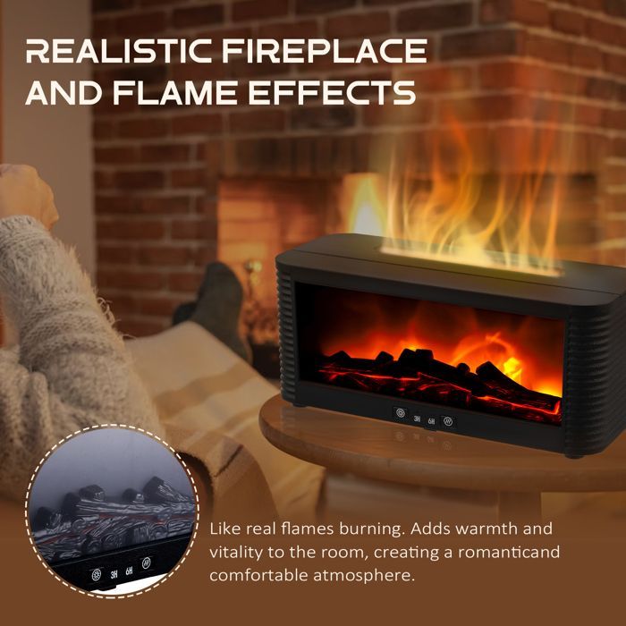 Diffuseur D'ArôMes avec CheminéE LED, Diffuseur Flammes avec 7 Couleurs de Flammes, idéal pour l'aromathérapie dans la Chambre