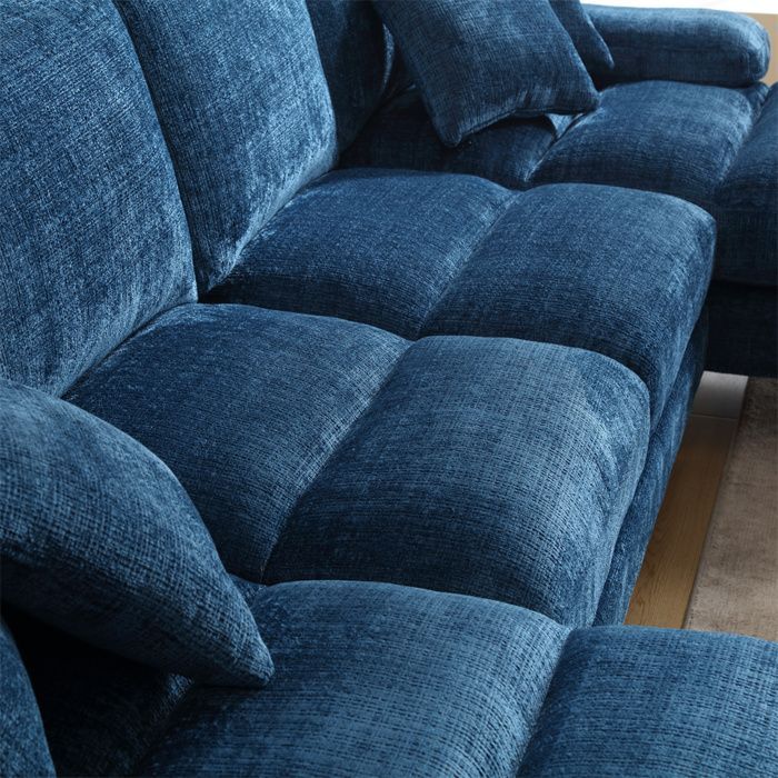 DRIPEX Canapé 4/5 Places en tissu chenille,Canapé Moderne en forme U avec 4 coussins pour salon,chambre,Bleu