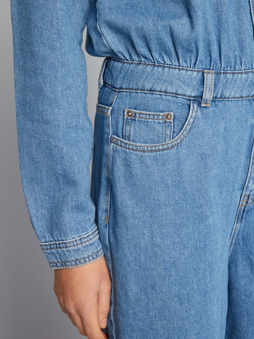 Jardineira jeans folgada - AZUL