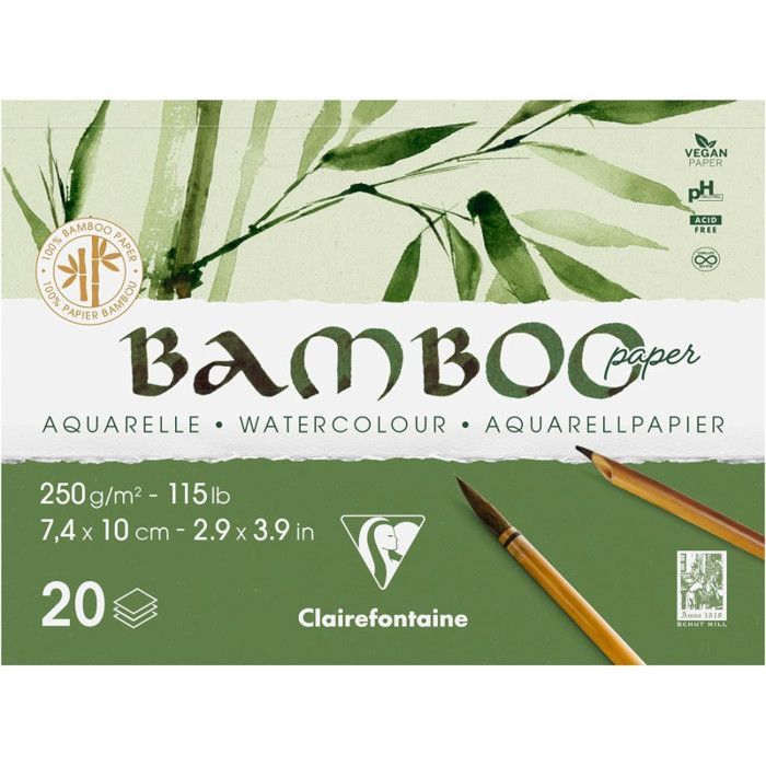 Bloc de acuarela - 7,4 x 10 cm - 20 hojas - Clairefontaine - Bambú
