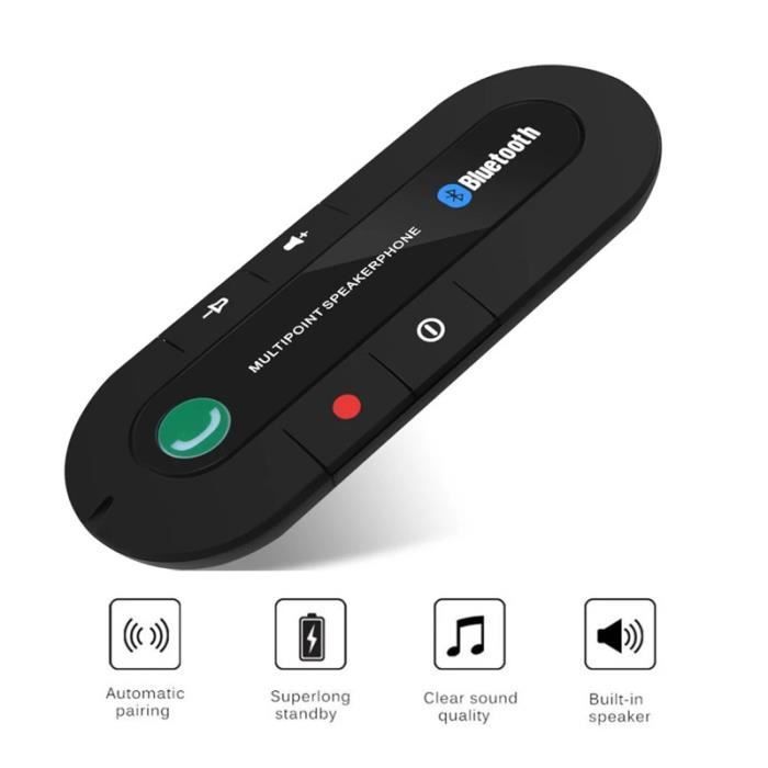 Bluetooth Hands-Free Car Kit Wireless MP3 Music Player Sun Visor Clip Speaker