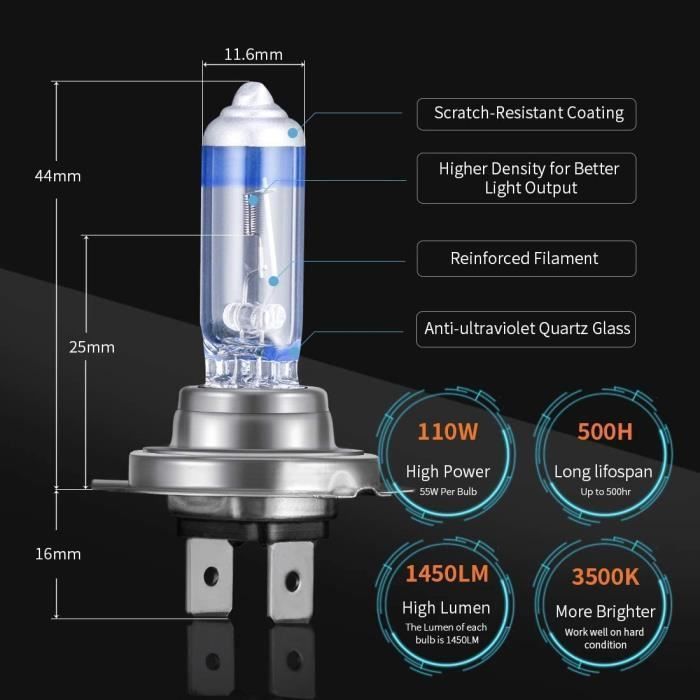 2 stuks H7 Xenonlampen 12V 55W Superheldere Nieuwe Versie Autokoplampen Motorfiets Dimlicht Halogeenlamp Voertuig
