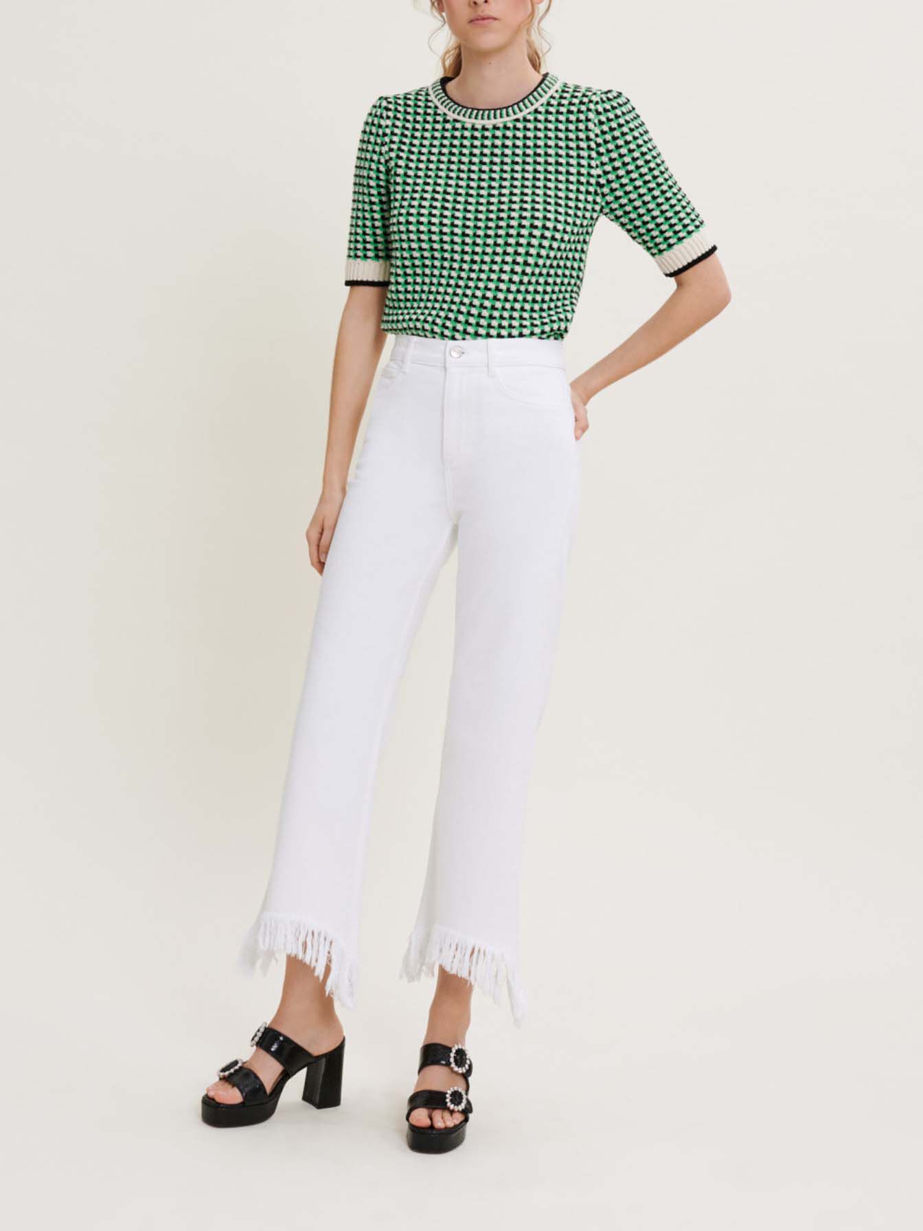 Rechte jeans met franjes - Wit