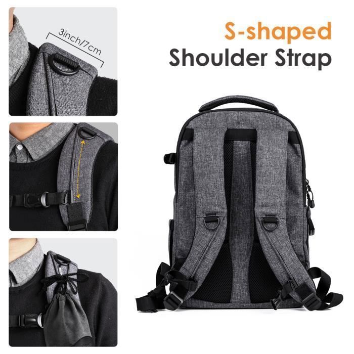 K&F Concept Camera Backpack for DSLR, Laptop, and Tripod Accessories - Black for Canon, Nikon, Sony, and Olympus - Gray