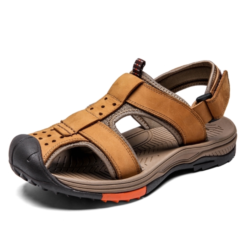 Sandales d'été en cuir de vachette pour homme, faites main, pour l'extérieur, la plage, souples, luxueuses et décontractées.