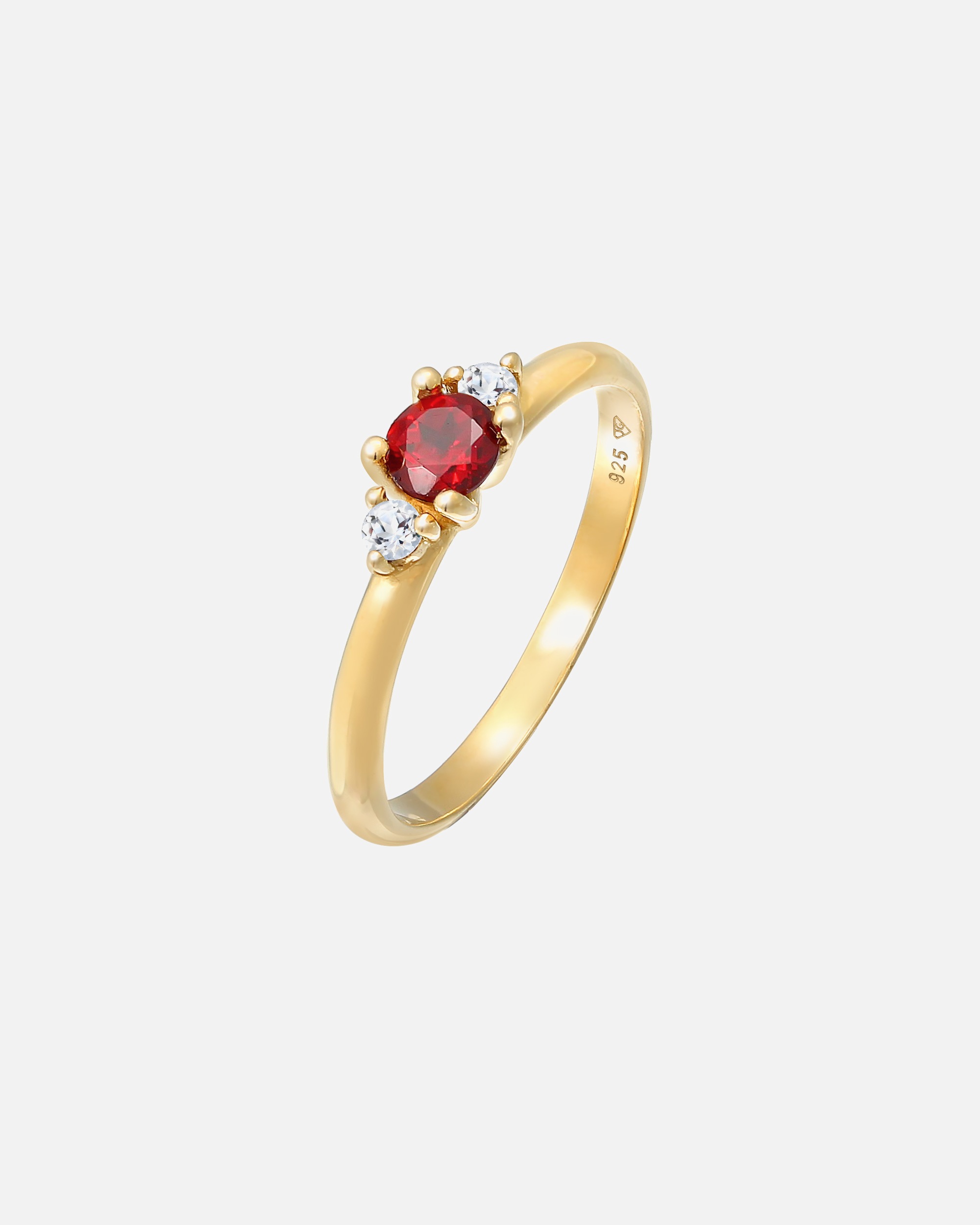 Elli PREMIUM Classique pour dames avec pierre précieuse grenat et topaze en argent sterling 925 plaqué or