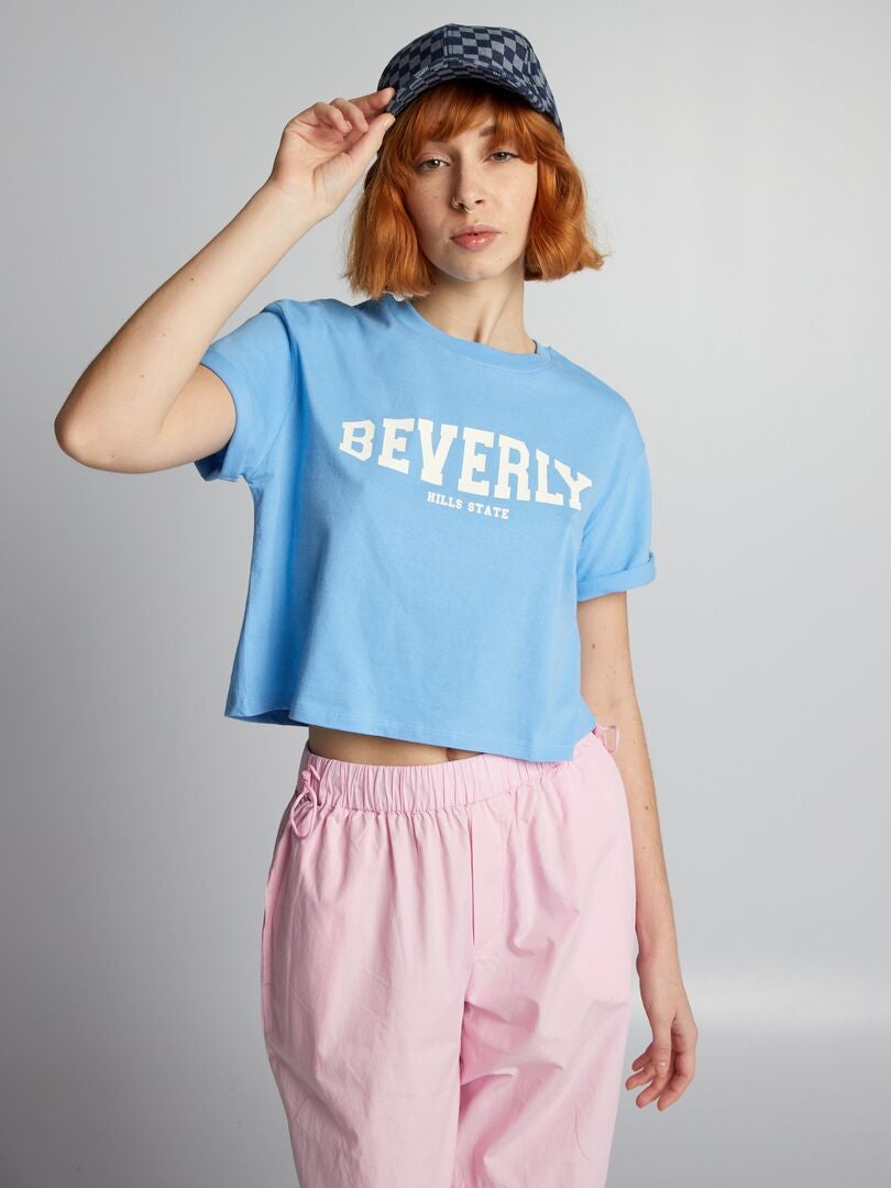 Jersey crop top - blauw