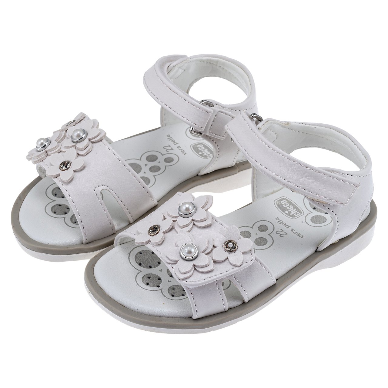 Sandales Cetra à fleurs blanches pour filles