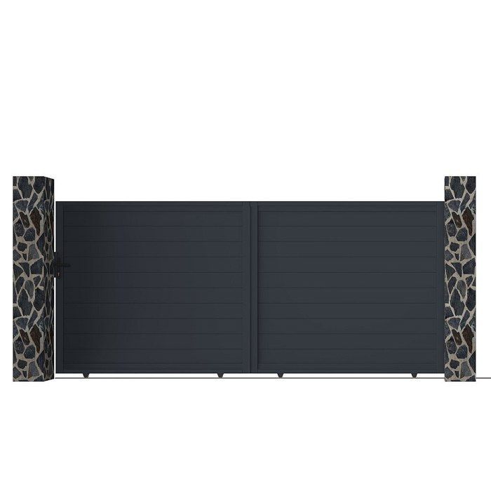 Portail électrique coulissant aluminium plein L374 x H165 cm anthracite - NAZARIO