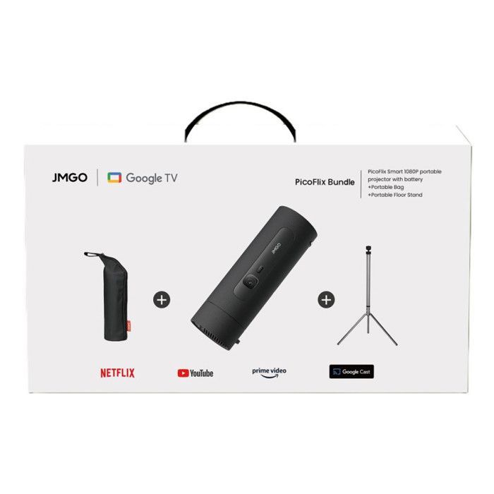 Jmgo PicoFlix video projector + carrying case + tripod