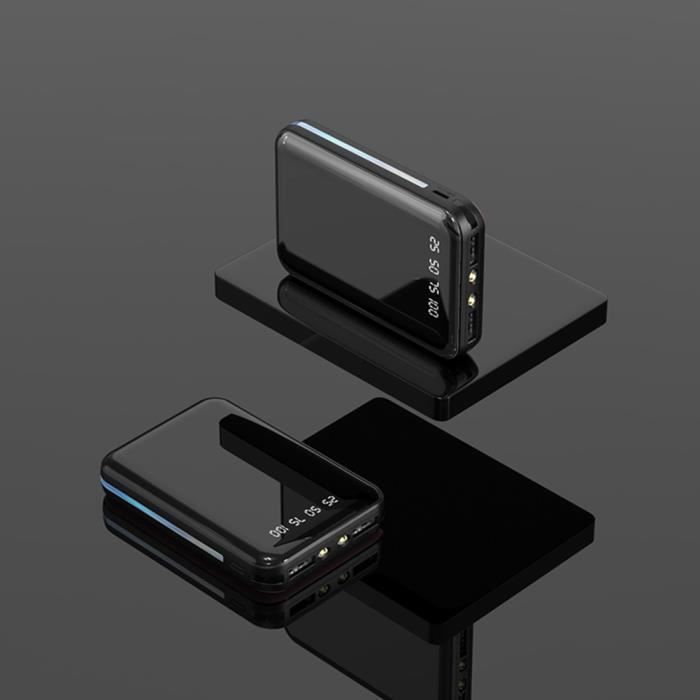 Batteria esterna MOMOTOU - 10000mAh - Torcia a LED - Display digitale - Specchio nero