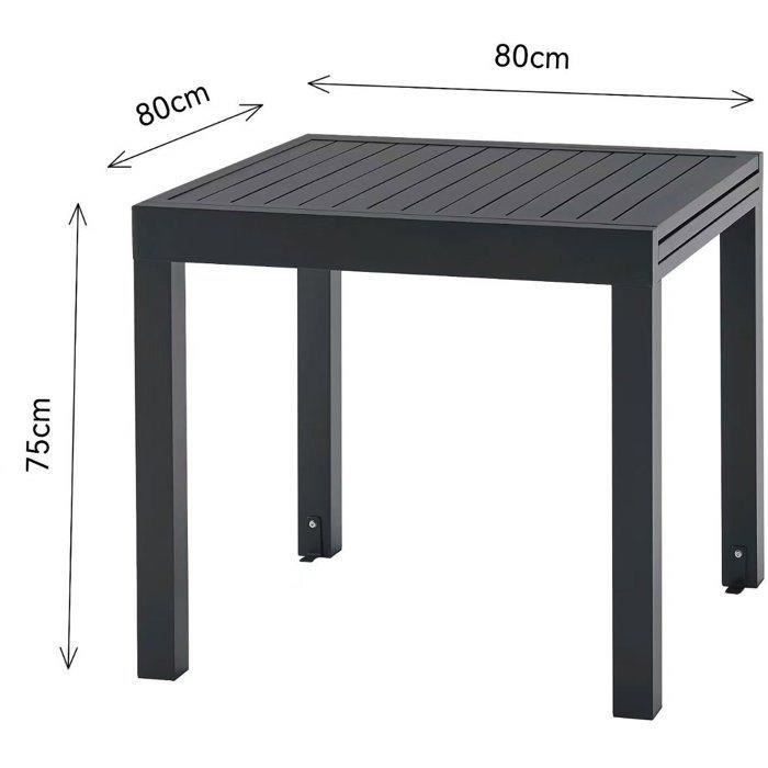 Mesa de jardín extensible SOLOMA para 6 personas - SOLOMA - Aluminio - 80/160 x 80 x 75 cm