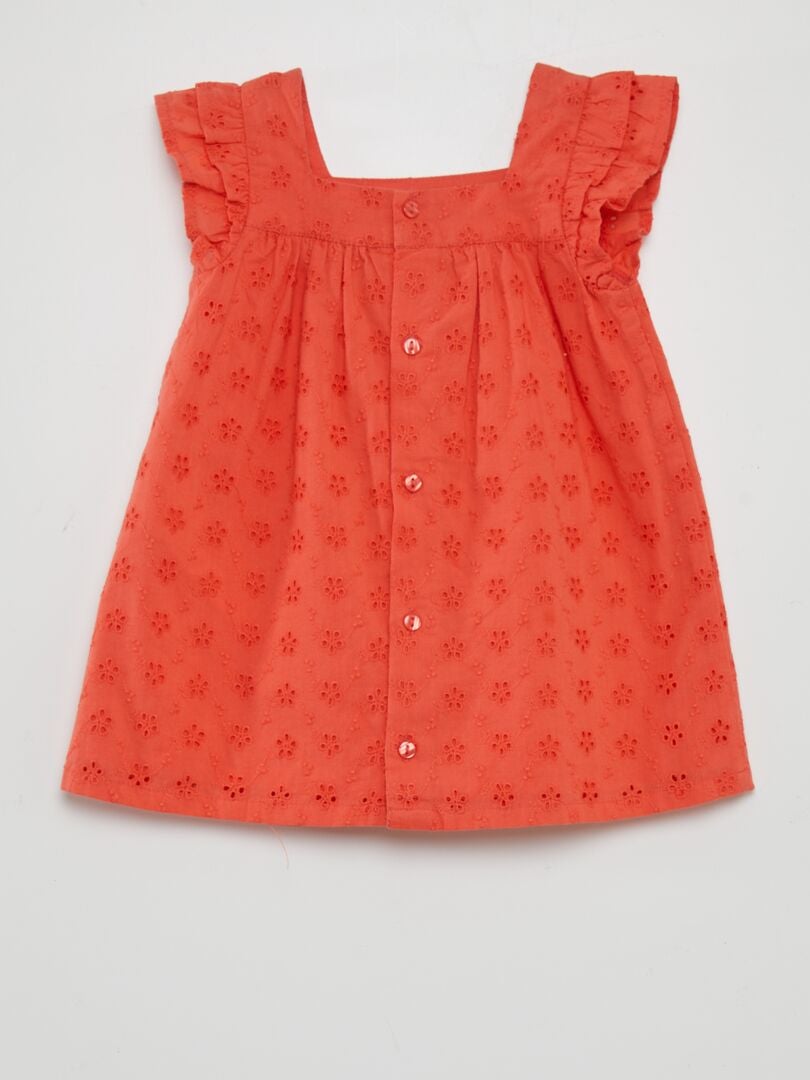 Jurk met Engelse steken - ROOD