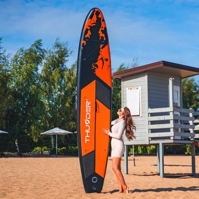 THUNDER® Tavola da Stand Up Paddle gonfiabile per touring | Accessorio completo | 365 cm | PVC | Stile EARTH | Arancione