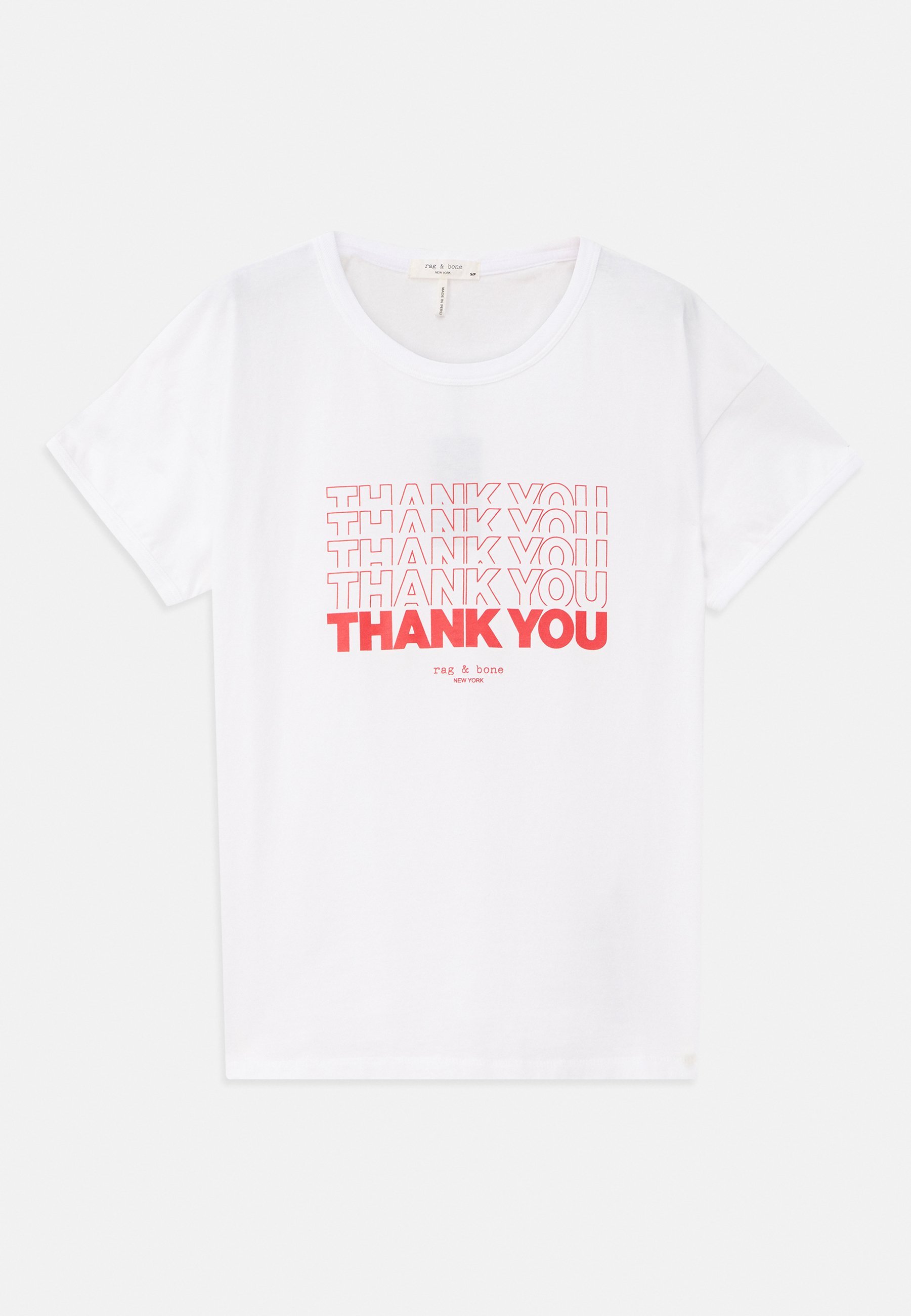 rag & bone LONG LONG TEE - T-shirts med print - white