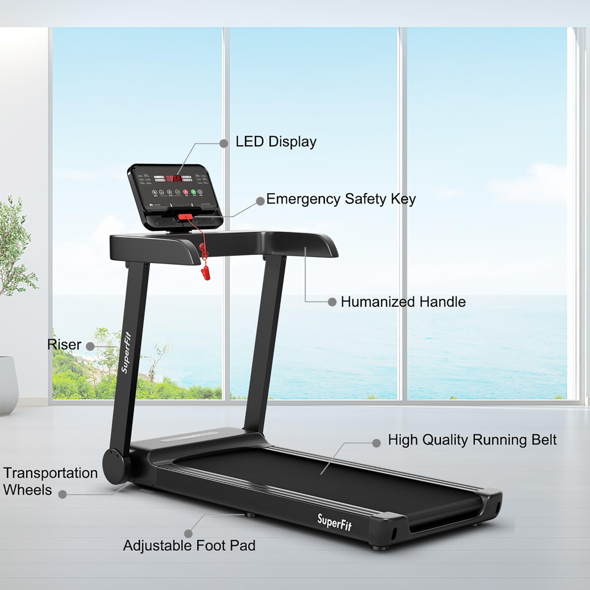SuperFit 2,25 PS elektrisches Laufband mit App-Steuerung für