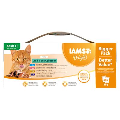 96 x 85 g IAMS Delights vådfoder til katte, megapakke!*