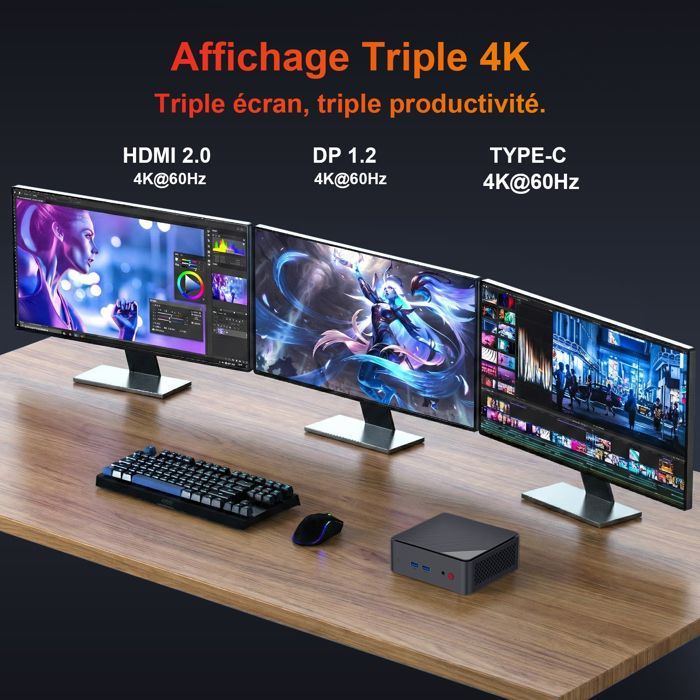 AWOW Mini PC with AMD Ryzen Embedded R2514 (4 cores, up to 3.7 GHz), 16 GB DDR4 RAM, 512 GB PCIe 3.0 SSD, Radeon Graphics, and 4K Display