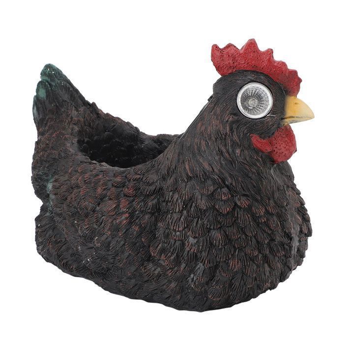 maceta con forma de gallina, de resina, con luz solar integrada, ideal para decoración de jardín, exterior e interior.