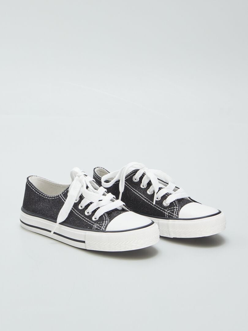 Zapatillas bajas de lona con lentejuelas - negras