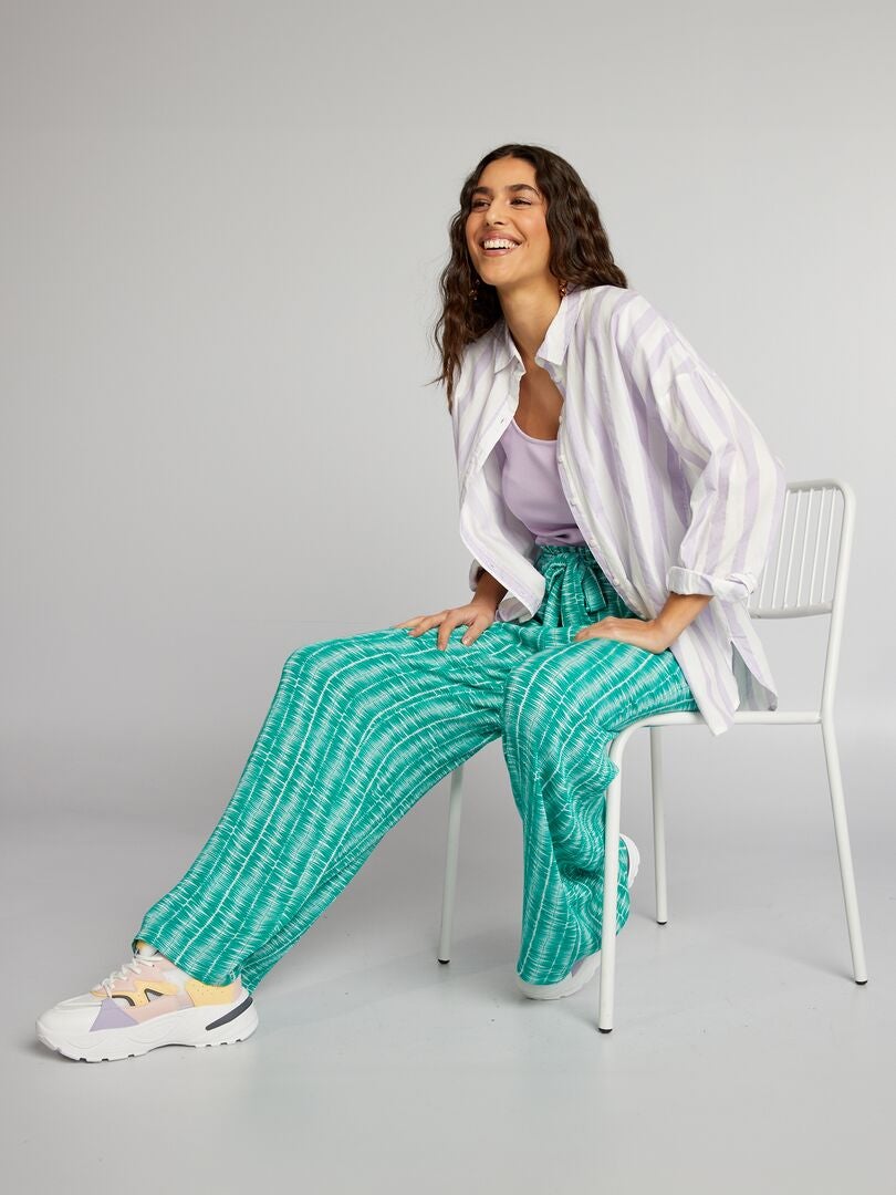 Broek met strikceintuur - GROEN