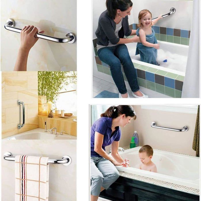maniglie di supporto per vasca da bagno in acciaio inox, robuste maniglie di supporto a parete in acciaio inox con maniglia, maniglie di supporto in acciaio inox con maniglia, 30 cm