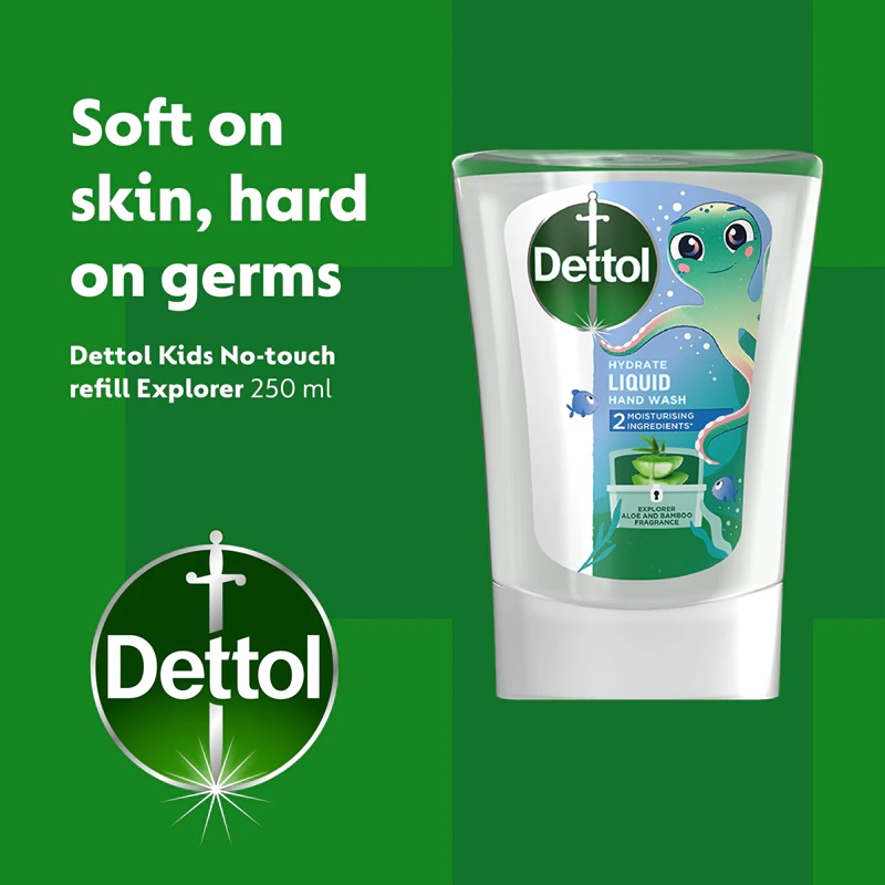 „Dettol Soft on Skin Kids Explorer Power“ bekontaktis muilo dozatoriaus papildymas