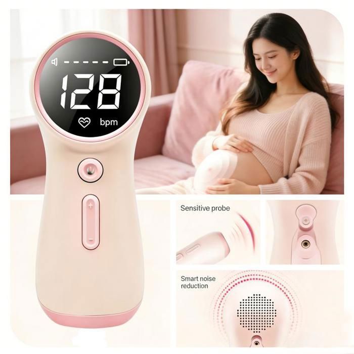 High-sensitivity 2.5MHz audio baby monitor with LCD screen, fetal monitoring, heartbeat monitor, portable, gel kit included