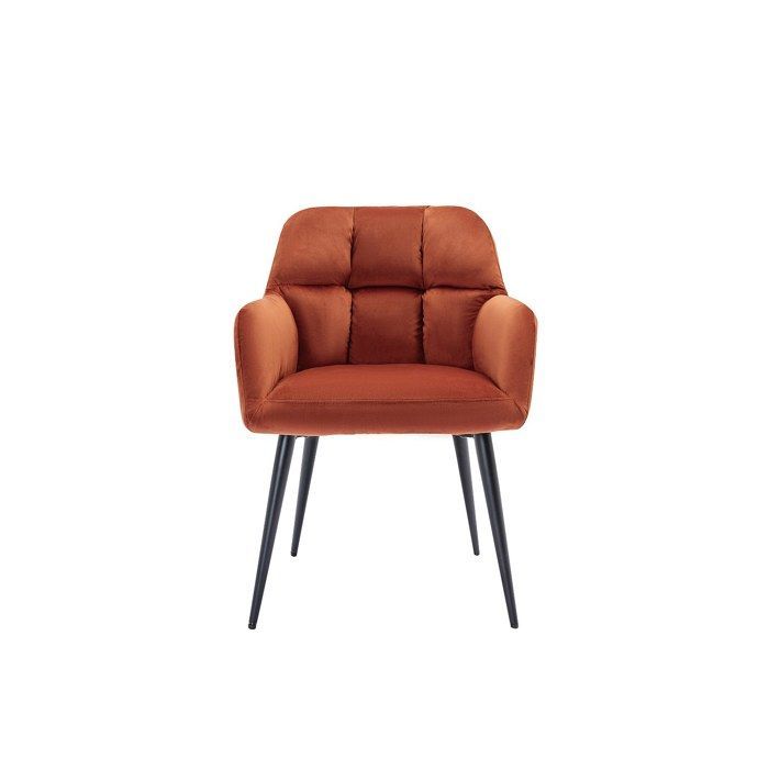 Set di 6 sedie con braccioli in velluto e metallo - Terracotta - PEGA