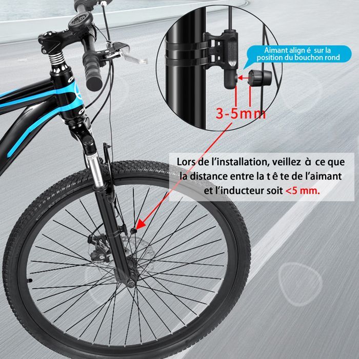 Compteur vélo sans fil étanche odomètre de cyclisme aveckilométrique avec dispositif magnétique vitesse et odomètre de chronomètre