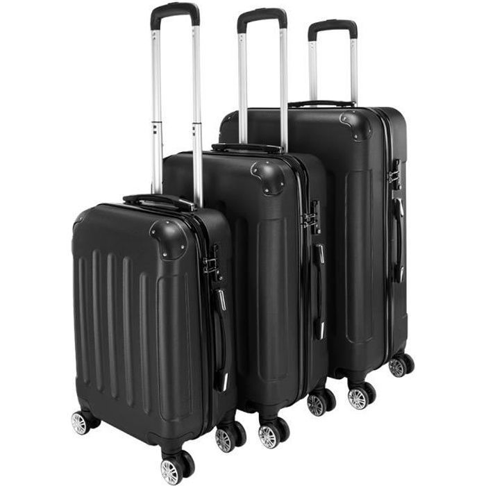 Set di 3 valigie rigide in ABS, set di bagagli con 4 ruote (XL, L, M) - Nero