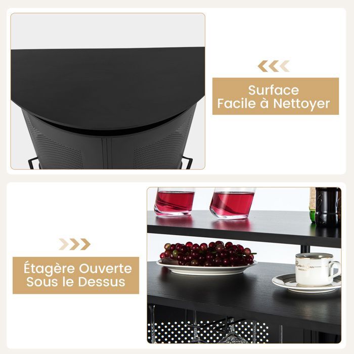 Buffet de Cuisine à 4 Niveaux COSTWAY avec Etagères, 3 Supports à Verres à Pied, Repose-pied, Table de Bar Industrielle pour Salon