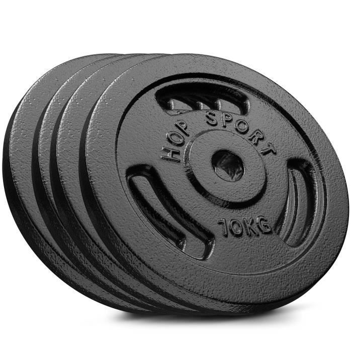 Hop-Sport 40kg Cast Iron Weight Plates, Dumbbell Plate Set, Cast Iron Plate Set with 30/31mm Bore (4x10 kg)