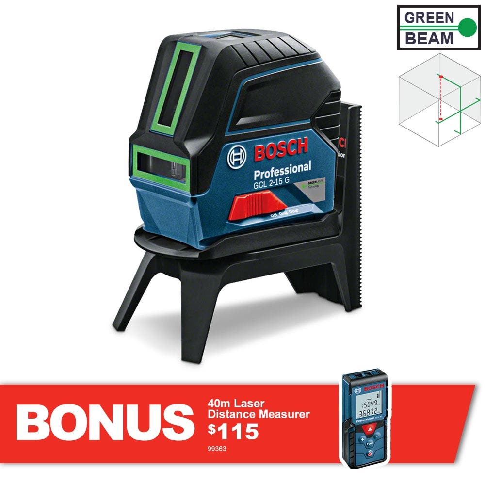 BOSCH Kreuzlinienlaser mit Lot und grünem Strahl GCL2-15G 0601066J00