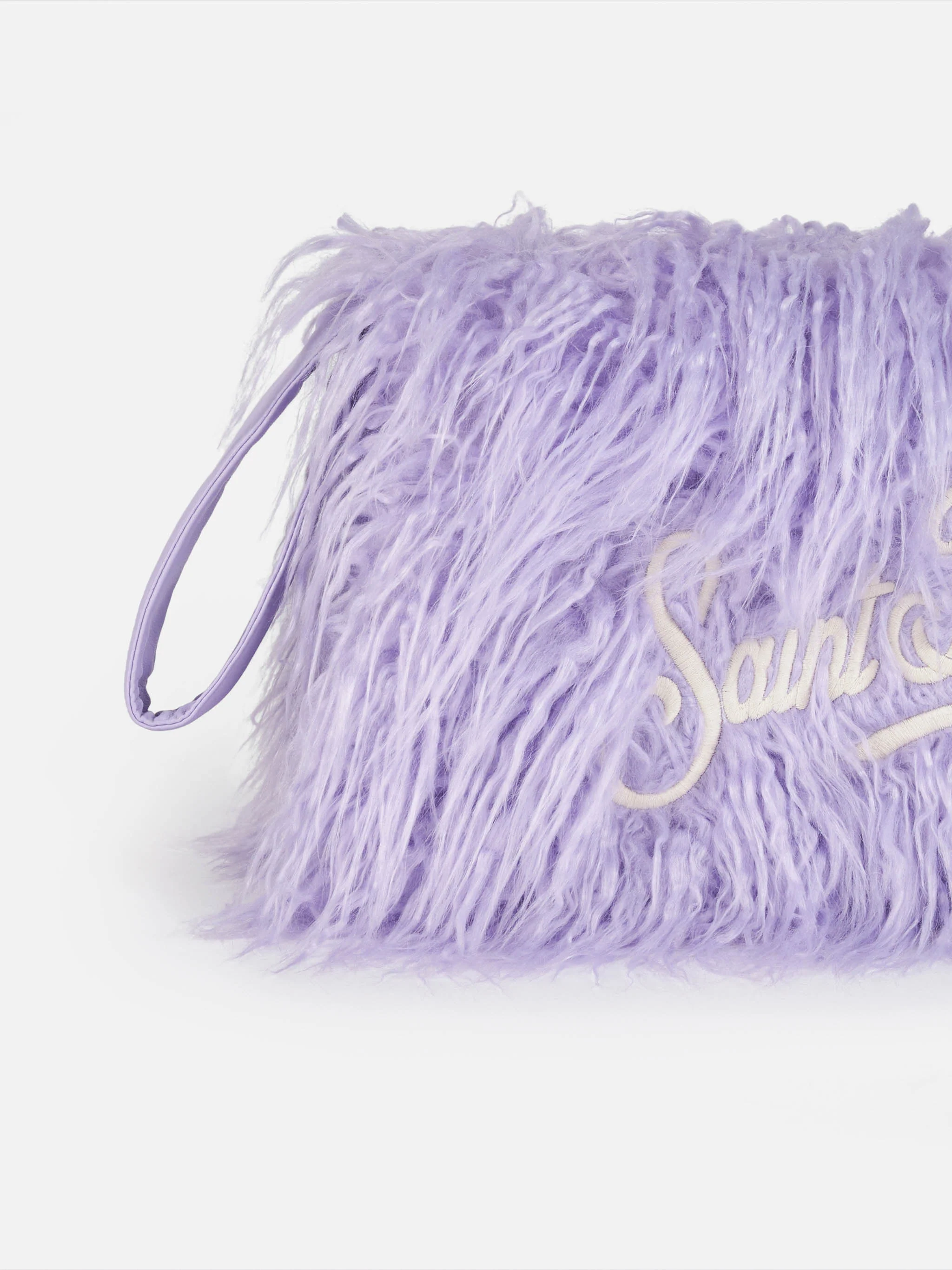 Mildred lila bont clutch met Saint Barth-borduurwerk