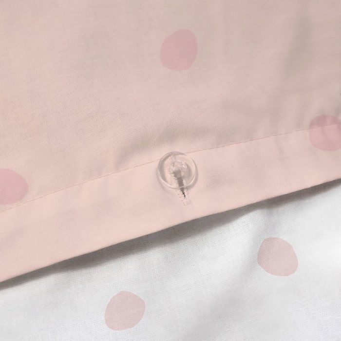 Kinderbettwäsche-Set, 100 % Baumwolle – MATT & ROSE – CLOUDS – Weiß/Rosa – 140 x 200 + 63 x 63 cm