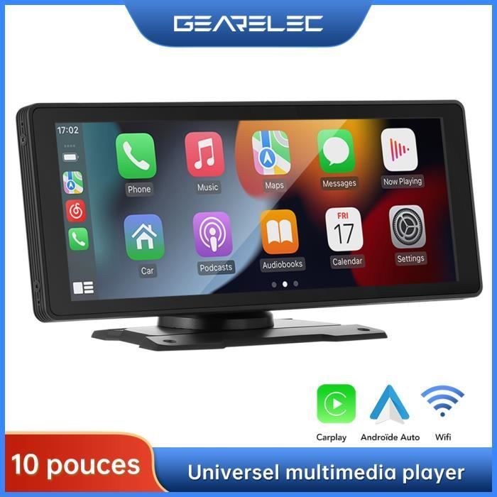 Radio portátil para coche GEARELEC de 10 pulgadas con Carplay, Android Auto, WiFi, Bluetooth y FM.