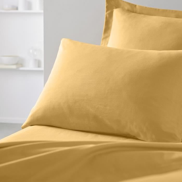 Funda de almohada TODAY Essential - 50 x 70+5 cm - 100% algodón liso - Ocre