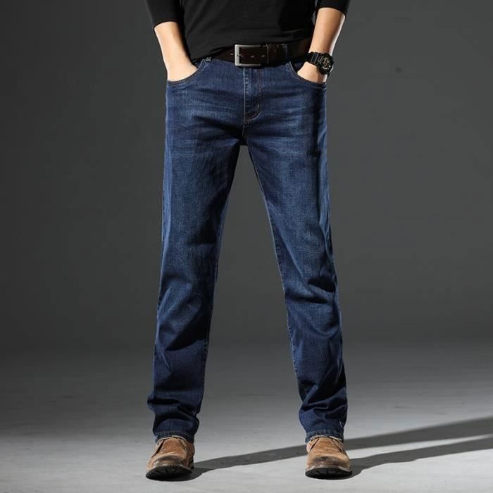 Pantalones vaqueros rectos elásticos para hombre, estilo otoño/primavera - Azul - INSFITY - Talla estándar