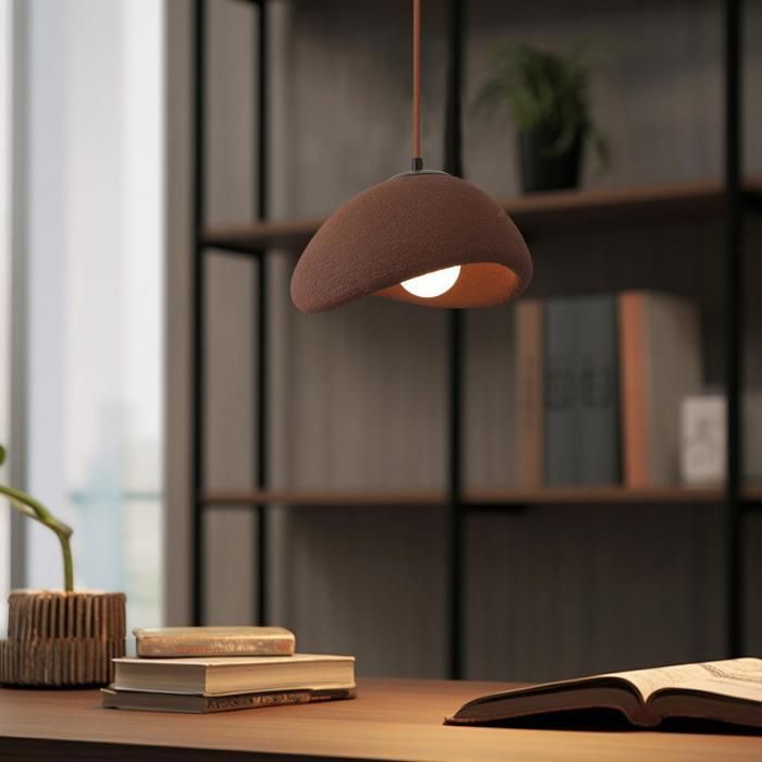 WOTTES Suspension Luminaire Moderne Créatif Marron, Lustre Design Métal Vintage E27 Lampe 1pcs Ø20cm pour Salon Salle à Manger
