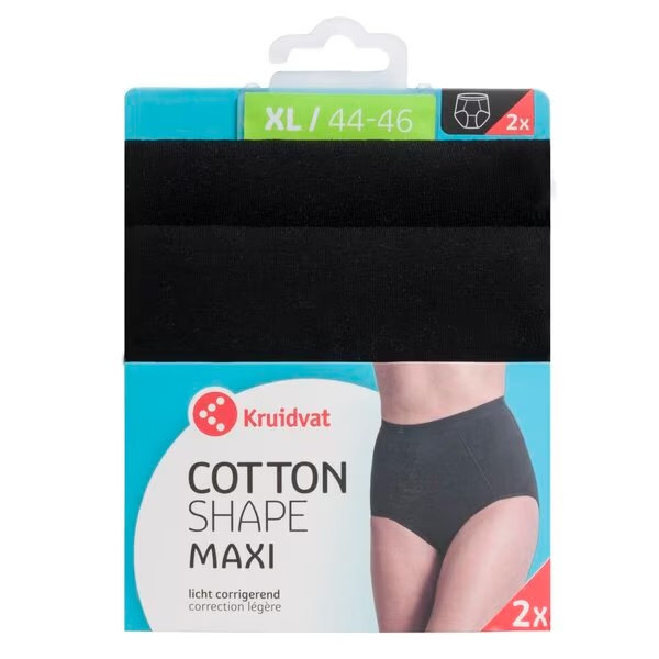 Kruidvat Cotton Shape Maxi sieviešu biksītes<br>melnas, XL izmērs, 2 gab.